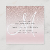 Rose Gold Glitzer Elegante Signature Logo Monogram Quadratische Visitenkarte (Rückseite)