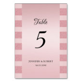 Rose Gold Glitzer Elegante Skriptvorlage Moderne Tischnummer (Vorderseite)