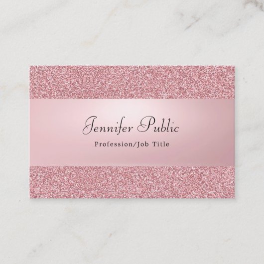 Rose Gold Glitzer Eleganter handgeschriebener Name Visitenkarte (Vorderseite)