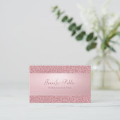 Rose Gold Glitzer Eleganter Handschrift Name Moder Visitenkarte (Stehend Vorderseite)