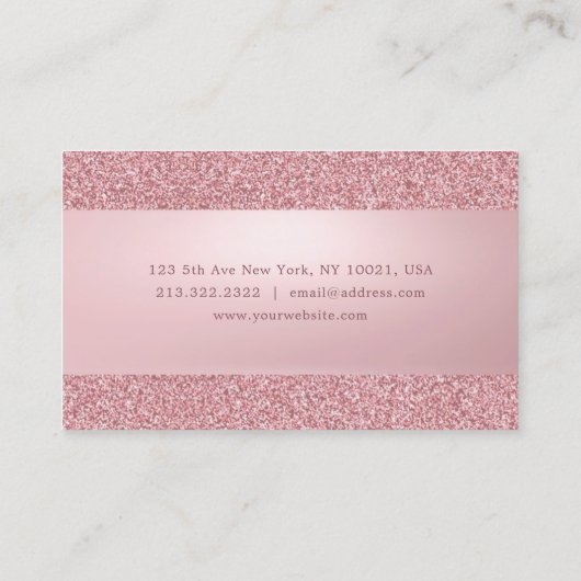 Rose Gold Glitzer Eleganter Handschrift Name Moder Visitenkarte (Rückseite)