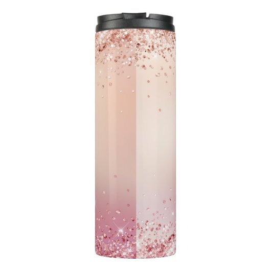 Rose Gold Glitzer Elegantes Monogramm Thermosbecher (Rückseite)