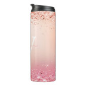 Rose Gold Glitzer Elegantes Monogramm Thermosbecher (Nach rechts gedreht)