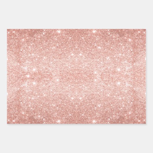 Rose Gold Glitzer Elegantes Weihnachtsgeschenk Geschenkpapier Set (Vorderseite)