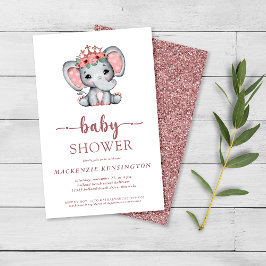 Rose Gold Glitzer Elephant Baby Girl FLYER