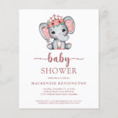 Rose Gold Glitzer Elephant Baby Girl FLYER (Vorne)