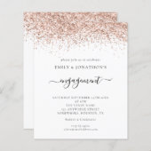 Rose Gold Glitzer Engagement Party einladen (Vorne/Hinten)
