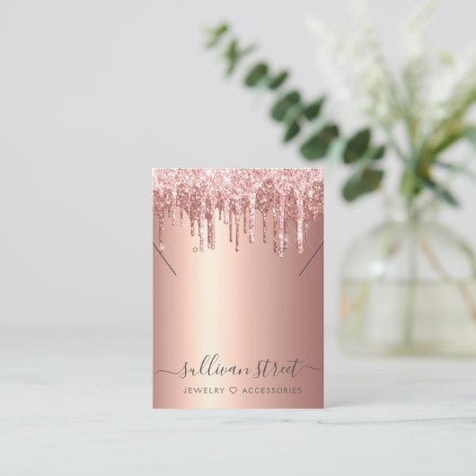 Rose Gold Glitzer erhalten Netzwerkkarte Telefonnummerkarte (Stehend Vorderseite)