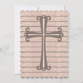 Rose Gold Glitzer Erste Kommune Einladung (Rückseite)