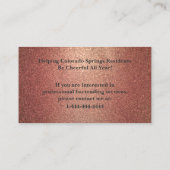 Rose Gold Glitzer Event Barkeeper Business Card Visitenkarte (Rückseite)
