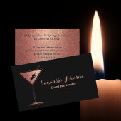 Rose Gold Glitzer Event Barkeeper Business Card Visitenkarte