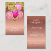 Rose Gold Glitzer Event Plane Ballon Artist Visitenkarte (Vorne/Hinten)