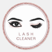 Rose Gold Glitzer Eyelash Extensions Lash Cleaner Runder Aufkleber (Vorderseite)