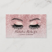 Rose Gold Glitzer Eyelash Extensions Schönheitssal Visitenkarte (Vorderseite)
