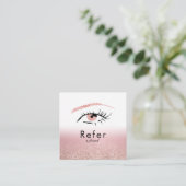 Rose Gold Glitzer Eyes Brows Lashes Empfehlungskarte (Stehend Vorderseite)