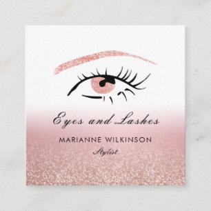 Rose Gold Glitzer Eyes Brows Lashes Quadratische Visitenkarte