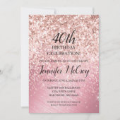 Rose Gold Glitzer Fab Glam Birthday Party Inv Einladung (Vorderseite)