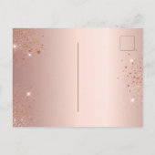 Rose Gold Glitzer fällt Ballons Einladungspostkarte (Rückseite)
