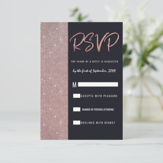 Rose Gold Glitzer Farbblock UAWG Einladung (Stehend Vorderseite)