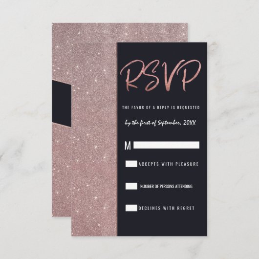 Rose Gold Glitzer Farbblock UAWG Einladung (Vorne/Hinten)