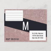 Rose Gold Glitzer Farbblock UAWG Einladungspostkarte (Rückseite)