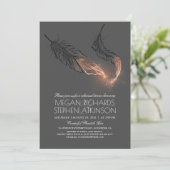 Rose Gold Glitzer Feathers Probe Dinner Einladung (Stehend Vorderseite)