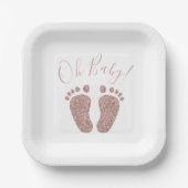 Rose Gold Glitzer Feet Baby Showplatz Pappteller (Vorderseite)