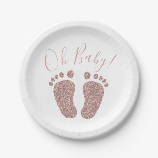 Rose Gold Glitzer Feet Baby Showroom Pappteller (Vorderseite)