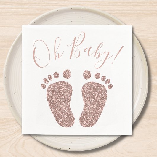 Rose Gold Glitzer Feet Baby Showroom Serviette