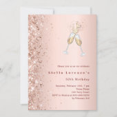 Rose Gold Glitzer feiert Geburtstag Einladung (Vorderseite)