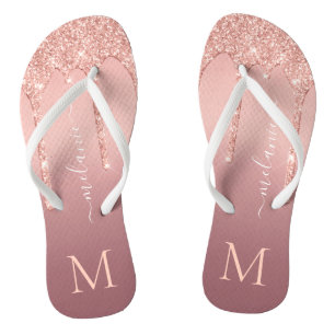 Rose Gold Glitzer Flip Flops Individuelle Name Let Badesandalen