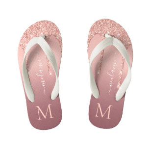 Rose Gold Glitzer Flip Flops Individuelle Name Let Kinderbadesandalen