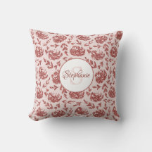 Rose Gold Glitzer Floral Monogram