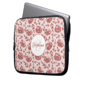 Rose Gold Glitzer Floral Monogram Personalisiert Laptopschutzhülle (Vorderseite Links)