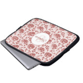 Rose Gold Glitzer Floral Monogram Personalisiert Laptopschutzhülle (Vorne Knopf)