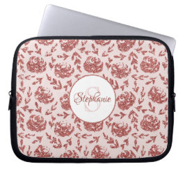 Rose Gold Glitzer Floral Monogram Personalisiert Laptopschutzhülle