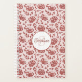 Rose Gold Glitzer Floral Monogram Planer (Vorderseite)