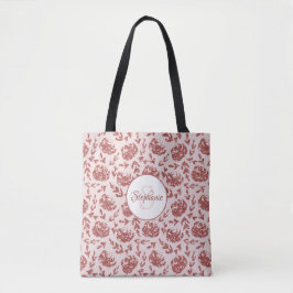 Rose Gold Glitzer Floral Monogram Tasche