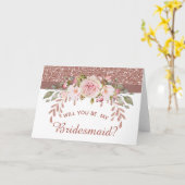 Rose Gold Glitzer Floral werden Sie meine Bridesma Karte (Gelbe Blume)