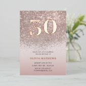Rose Gold Glitzer & Foil 30. Geburtstag Folieneinladung (Stehend vorne)