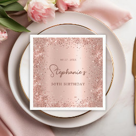 Rose Gold Glitzer Foil 30th Birthday Monogram Serviette