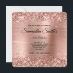 Rose Gold Glitzer Foil 40th Birthday Monogram Einladung<br><div class="desc">Eine glamouröse mit Monogramm 40. Geburtstagsfeier mit abgerundeter Eckform für sie. Imitate funkelnd Rose Gold Glitzer gegen ein koordinierendes Imitat glänzend brushed Metal-Folie Grafik Bild. Das extravagante Schwarz-Weiß-Kalligraphie-Monogramm und -Text kann angepasst werden. Das ganze funkelnde und rosa Glanz dieses modernen,  mädchenhaften Designs ist digitale Grafik.</div>