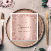 Rose Gold Glitzer Foil 50th Birthday Monogram Serviette