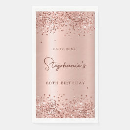 Rose Gold Glitzer Foil 60. Geburtstagsmonogramm Serviette