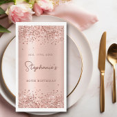 Rose Gold Glitzer Foil 80th Birthday Monogram Serviette