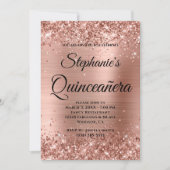 Rose Gold Glitzer Foil Extravagant Monogram Quince Einladung (Vorderseite)