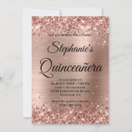 Rose Gold Glitzer Foil Extravagant Monogram Quince Einladung