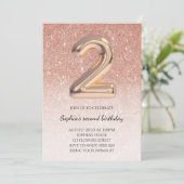 Rose Gold Glitzer Foil Girl Einladung (Stehend Vorderseite)