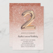 Rose Gold Glitzer Foil Girl Einladung (Vorne/Hinten)