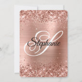 Rose Gold Glitzer Foil Monogram 21. Geburtstag Einladung (Rückseite)